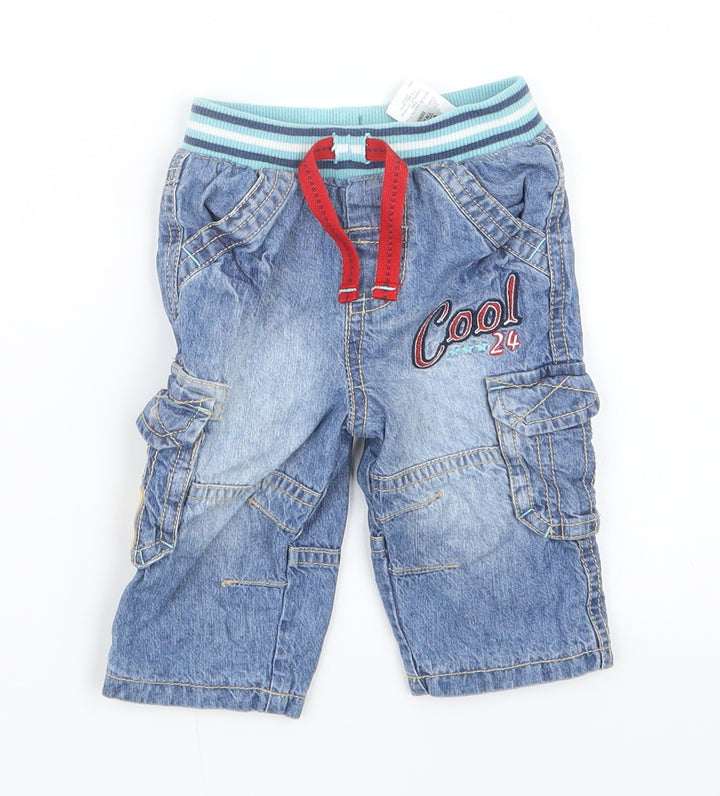 Marks and Spencer Boys Blue Denim Cargo Jeans Size 3-6 Months