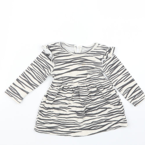 Primark Girls Black Animal Print  T-Shirt Dress  Size 9-12 Months