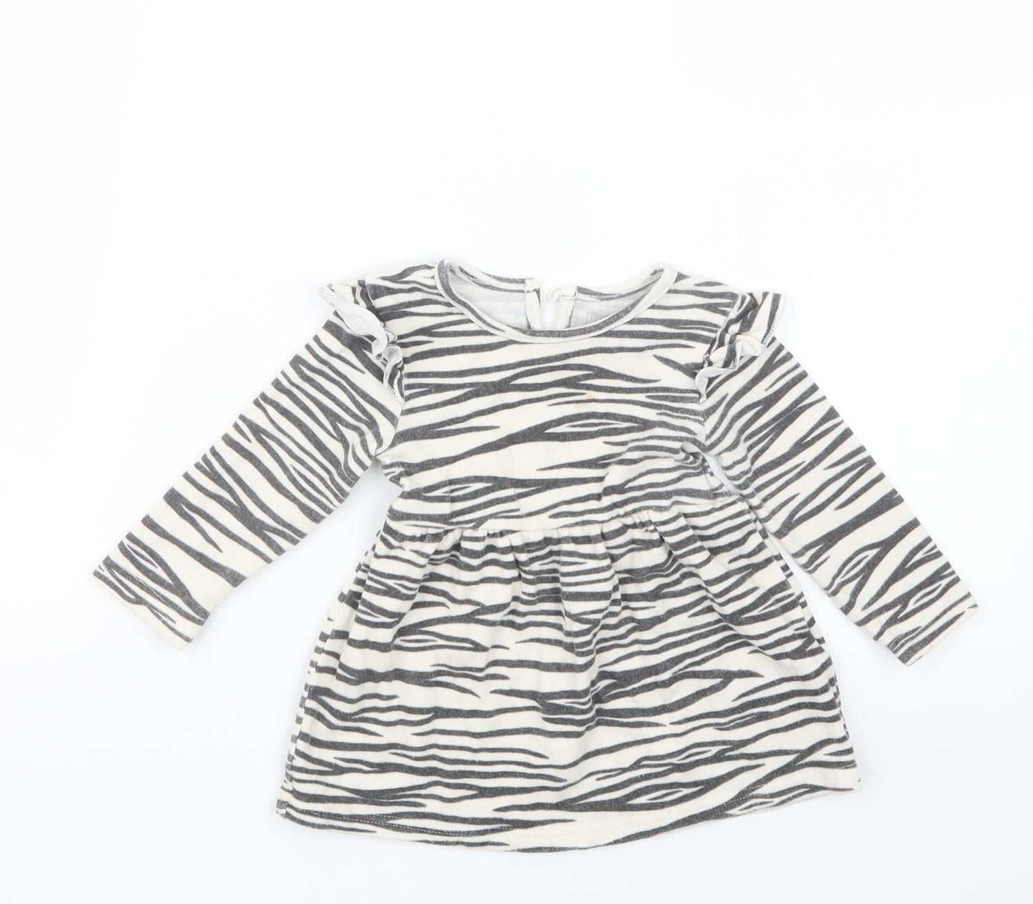 Primark Girls Black Animal Print  T-Shirt Dress  Size 9-12 Months