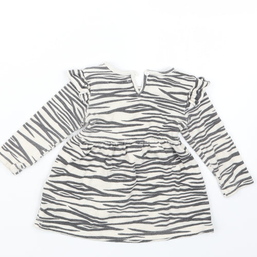 Primark Girls Black Animal Print  T-Shirt Dress  Size 9-12 Months