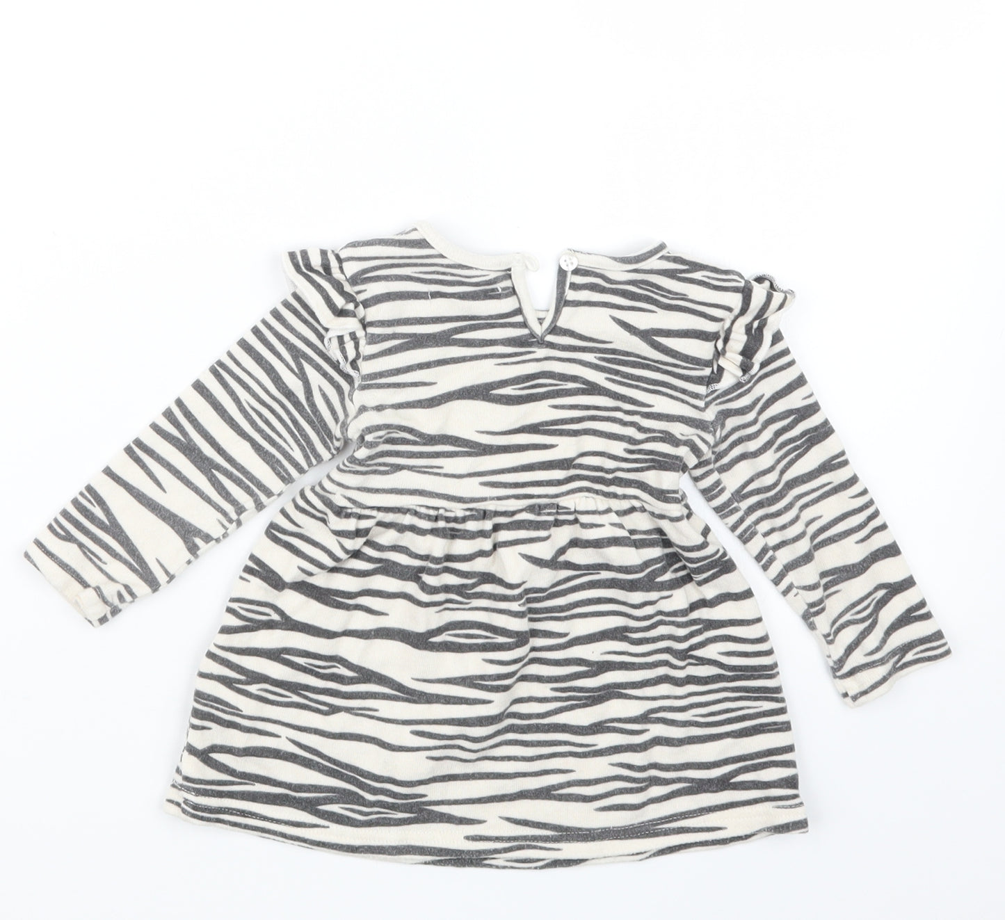 Primark Girls Black Animal Print  T-Shirt Dress  Size 9-12 Months