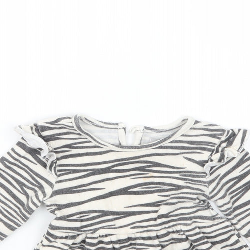 Primark Girls Black Animal Print  T-Shirt Dress  Size 9-12 Months
