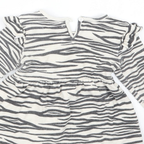 Primark Girls Black Animal Print  T-Shirt Dress  Size 9-12 Months