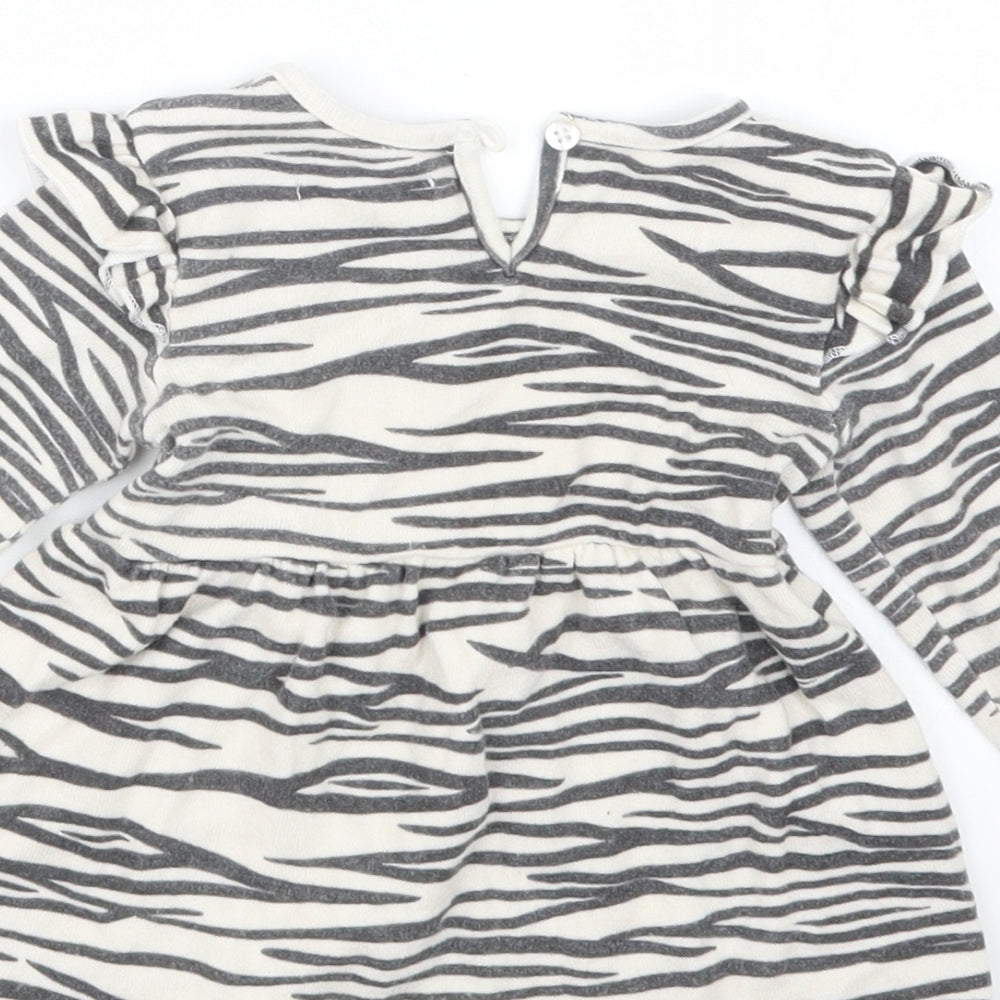 Primark Girls Black Animal Print  T-Shirt Dress  Size 9-12 Months