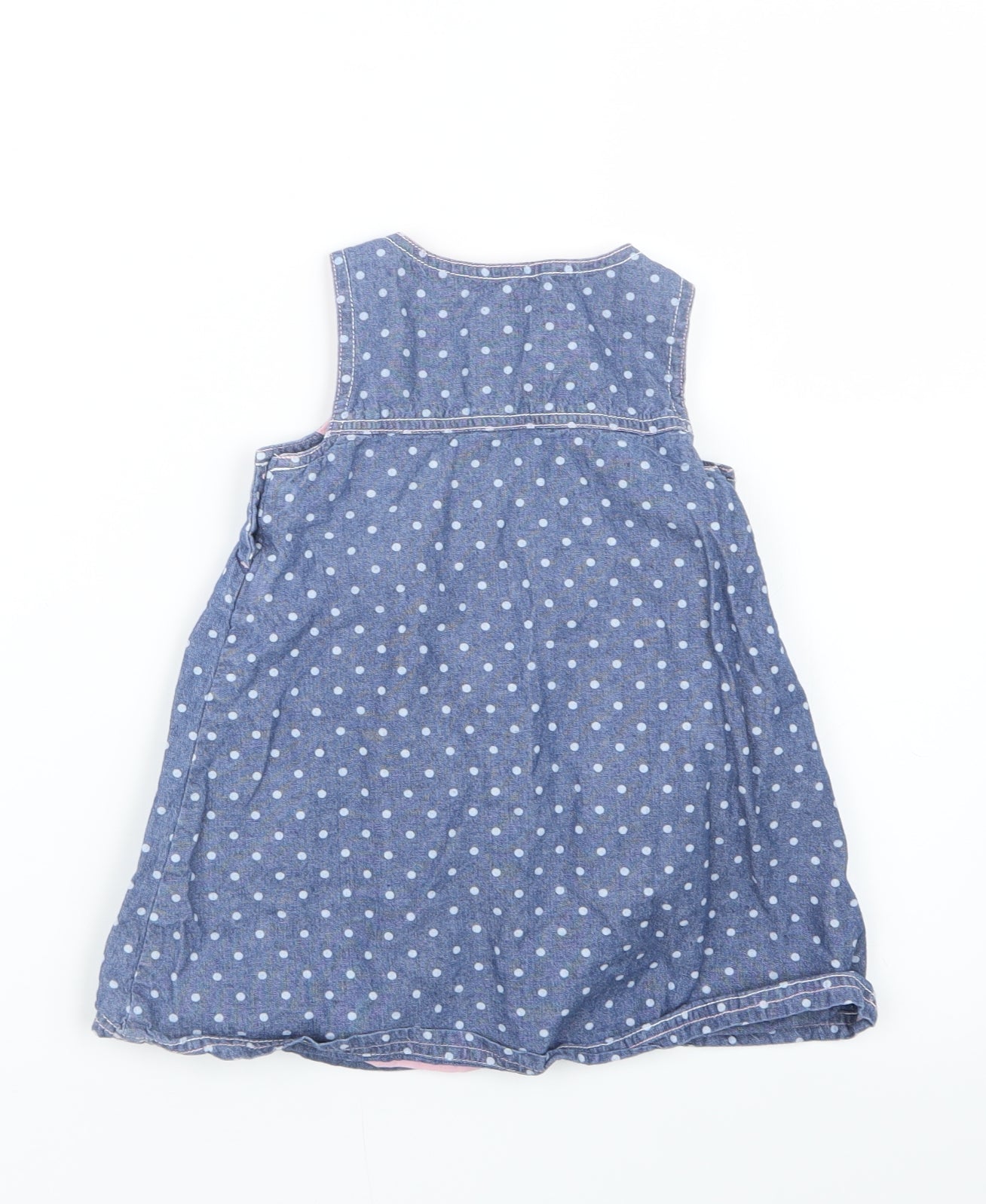 Disney Girls Blue Polka Dot  T-Shirt Dress  Size 12-18 Months  - Minnie Mouse