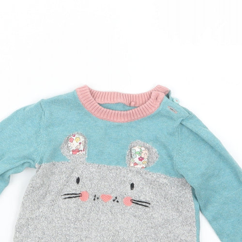TU Girls Blue  Knit Pullover Jumper Size 6-9 Months