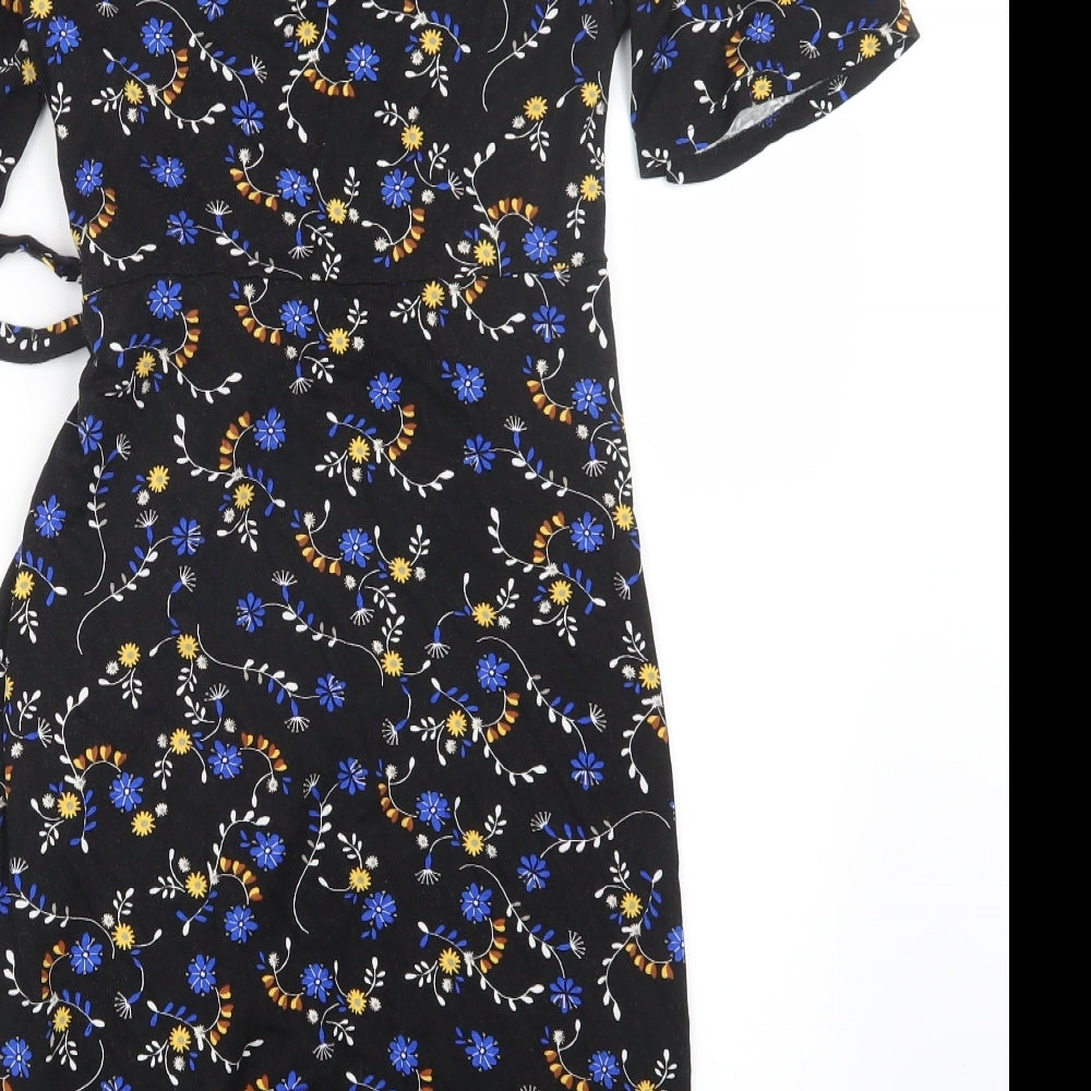 Atmosphere Womens Black Floral  Wrap Dress  Size 12