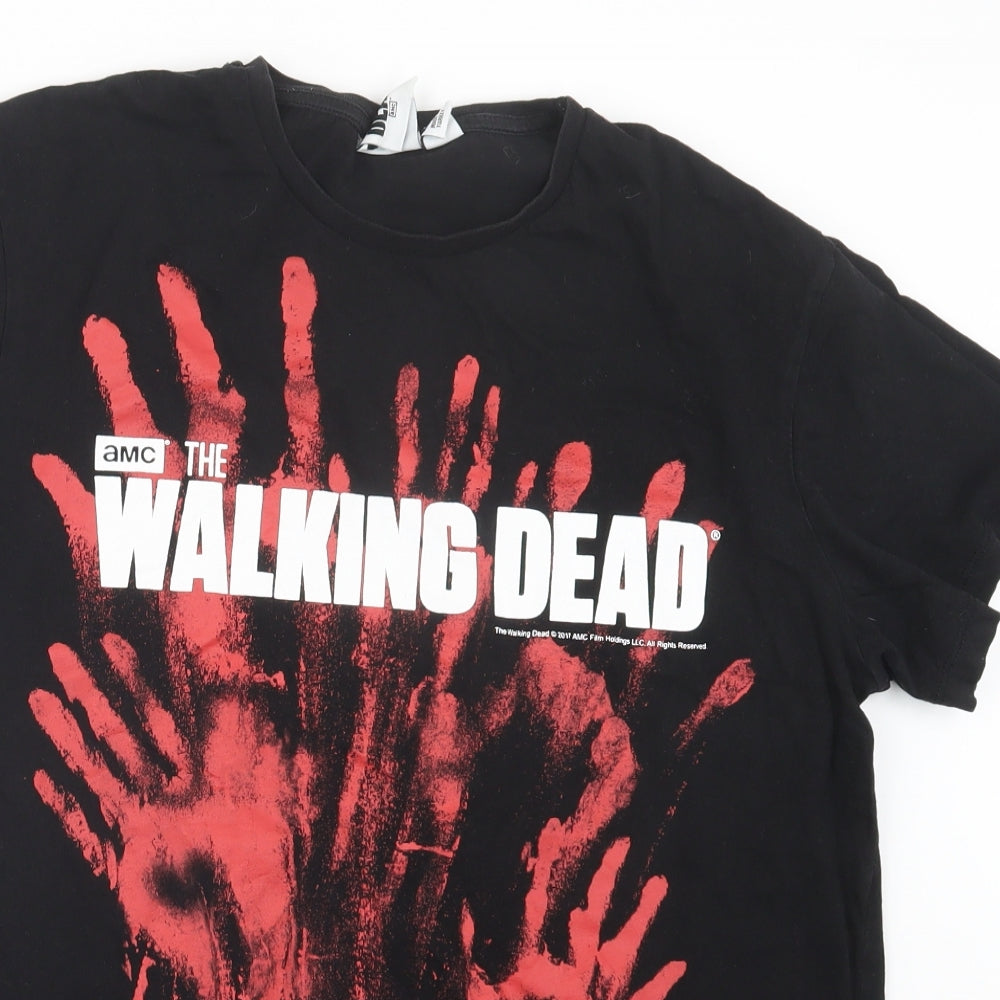 Cedar Wood State Mens Black    T-Shirt Size L  - The Walking Dead