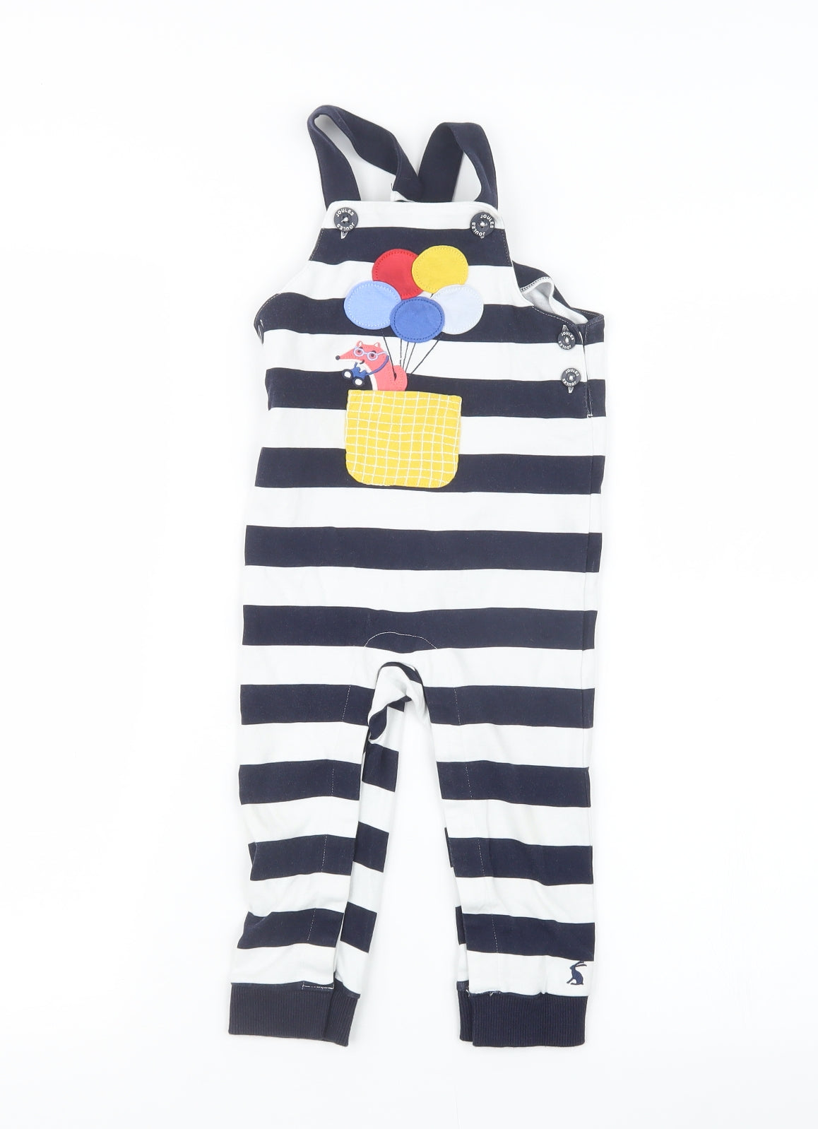 Joules Girls Blue Striped  Dungaree Outfit/Set Size 12-18 Months