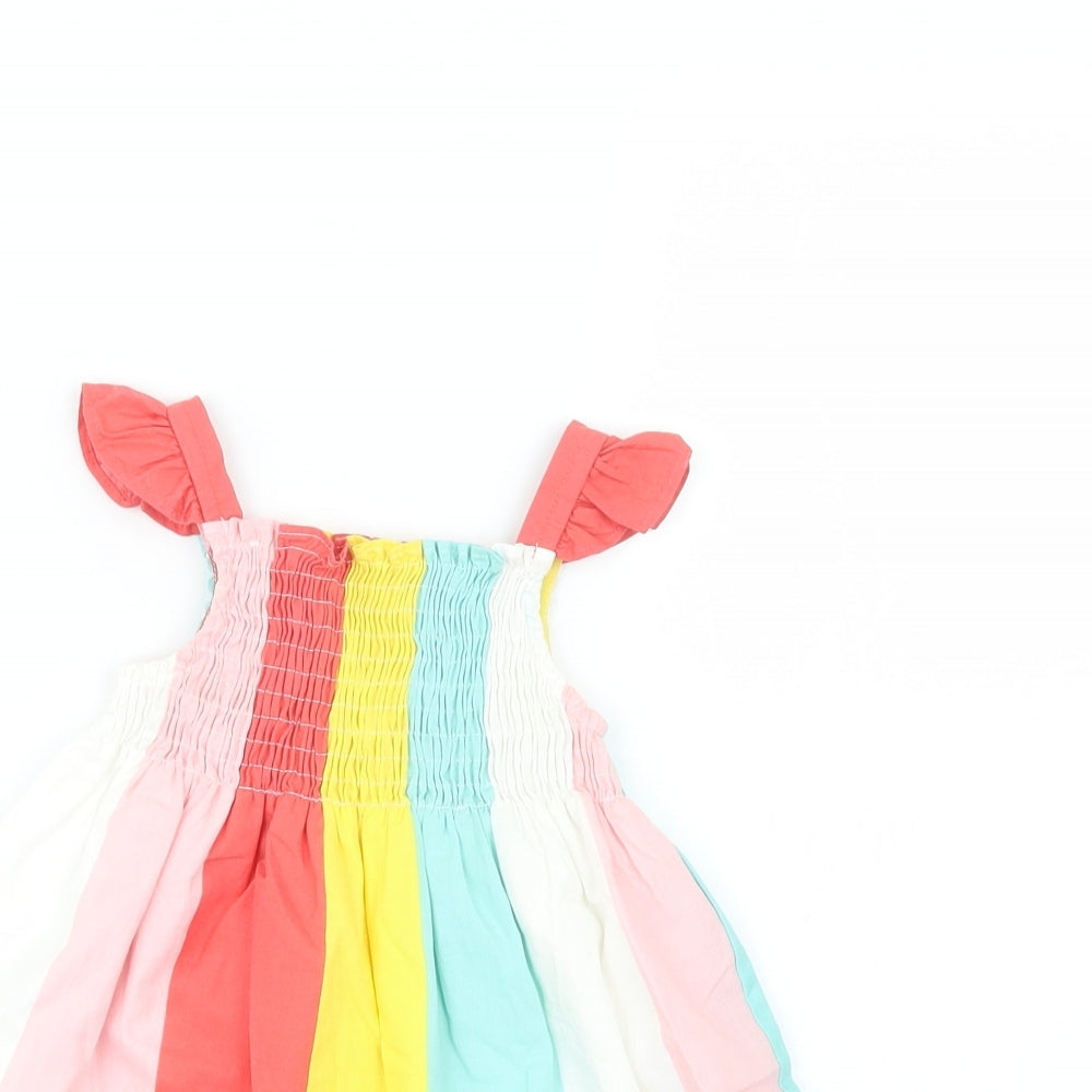 F&F Girls Pink Striped  T-Shirt Dress  Size 12-18 Months