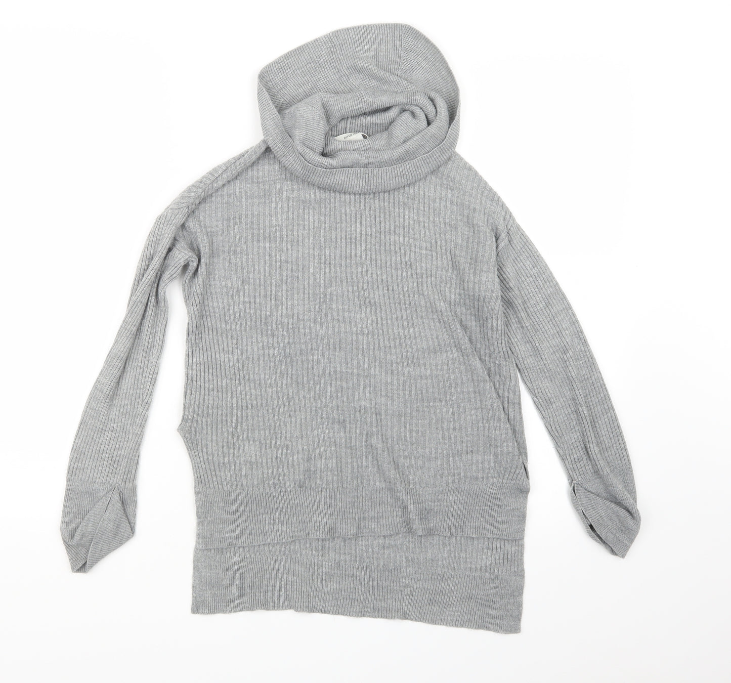 River Island Girls Grey  Knit Pullover Jumper Size 5-6 Years