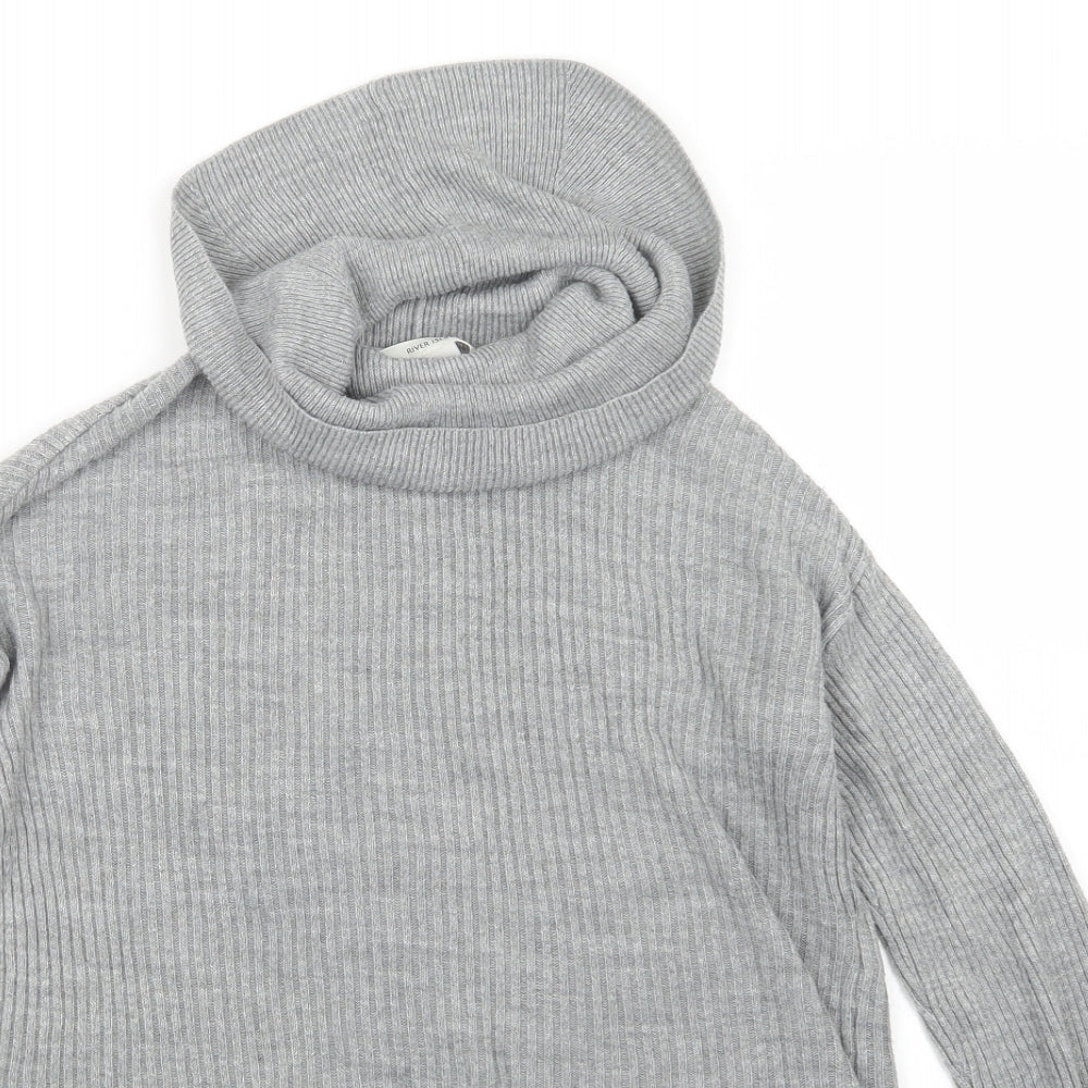 River Island Girls Grey  Knit Pullover Jumper Size 5-6 Years