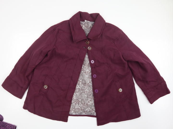 Anna De Lancay Womens Purple Jacket Size 18