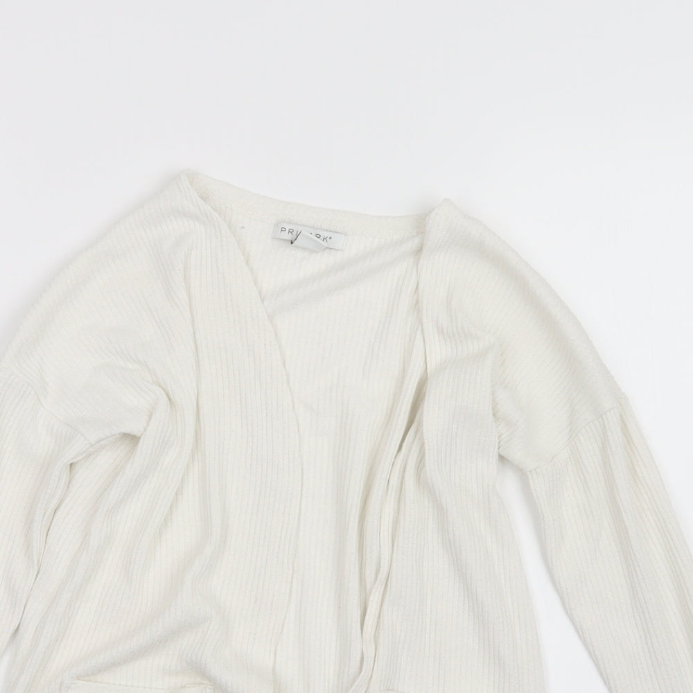 Primark Girls White   Cardigan Jumper Size 8-9 Years