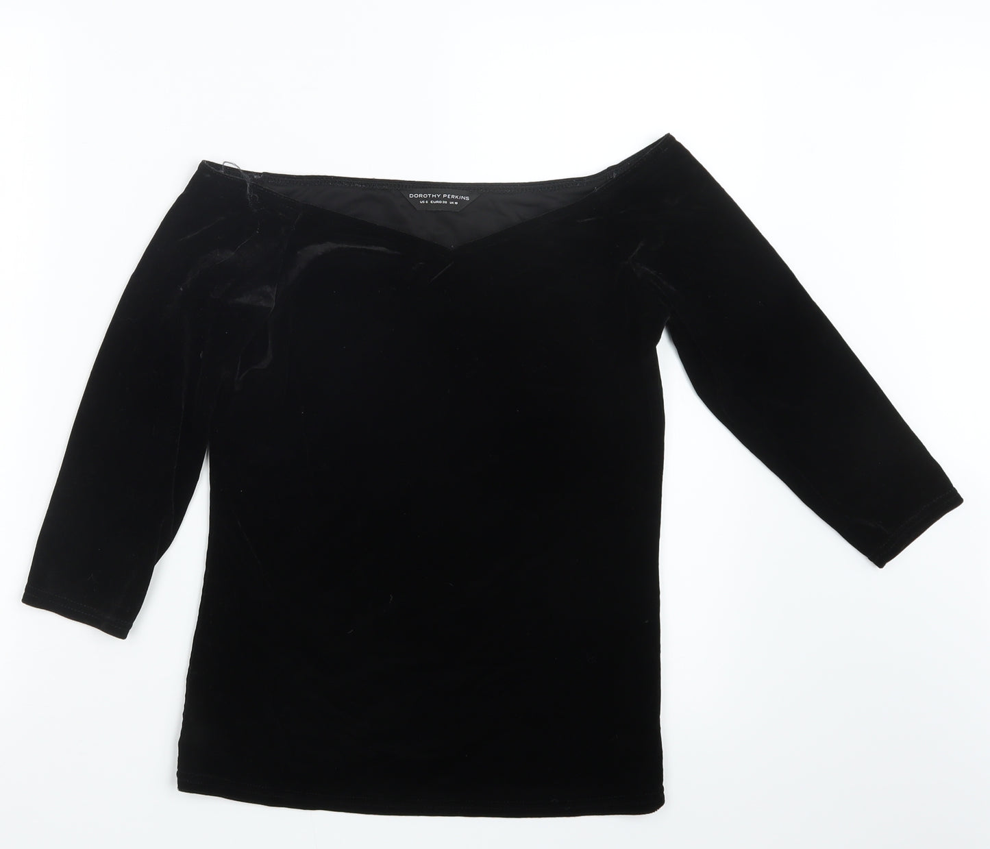 Dorothy Perkins Womens Black  Velvet Basic T-Shirt Size 10