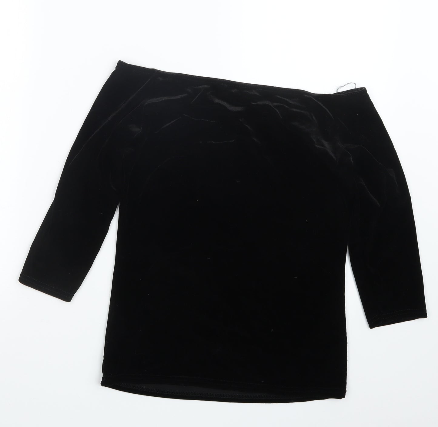 Dorothy Perkins Womens Black  Velvet Basic T-Shirt Size 10