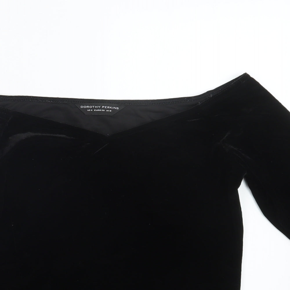 Dorothy Perkins Womens Black  Velvet Basic T-Shirt Size 10