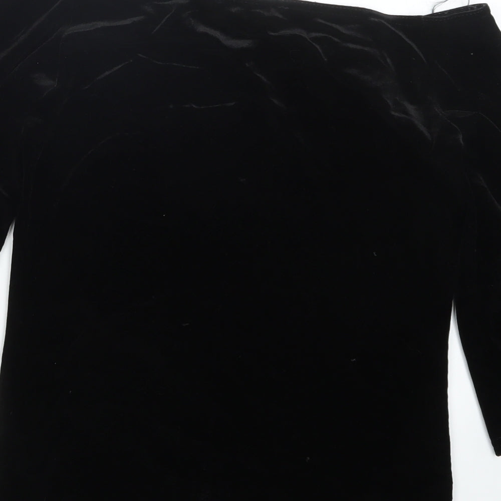Dorothy Perkins Womens Black  Velvet Basic T-Shirt Size 10