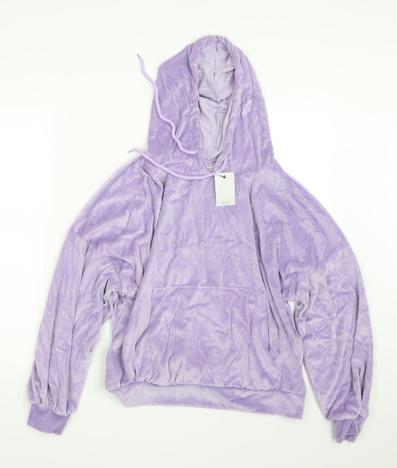 Collective Womens Purple  Velvet Pullover Hoodie Size 8