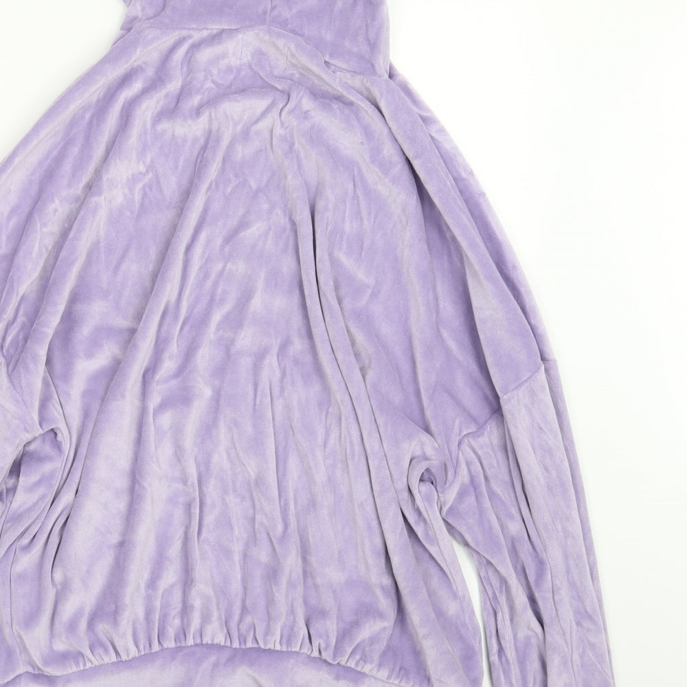 Collective Womens Purple  Velvet Pullover Hoodie Size 8