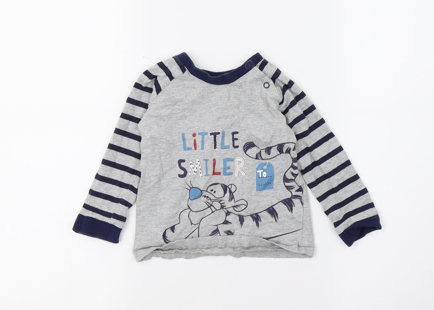 George Baby Grey Striped Jersey Basic T-Shirt Size 18-24 Months  - Disney Tigger