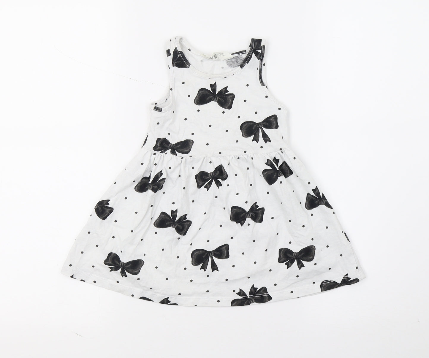 H&M Girls White Polka Dot  Fit & Flare  Size 2 Years