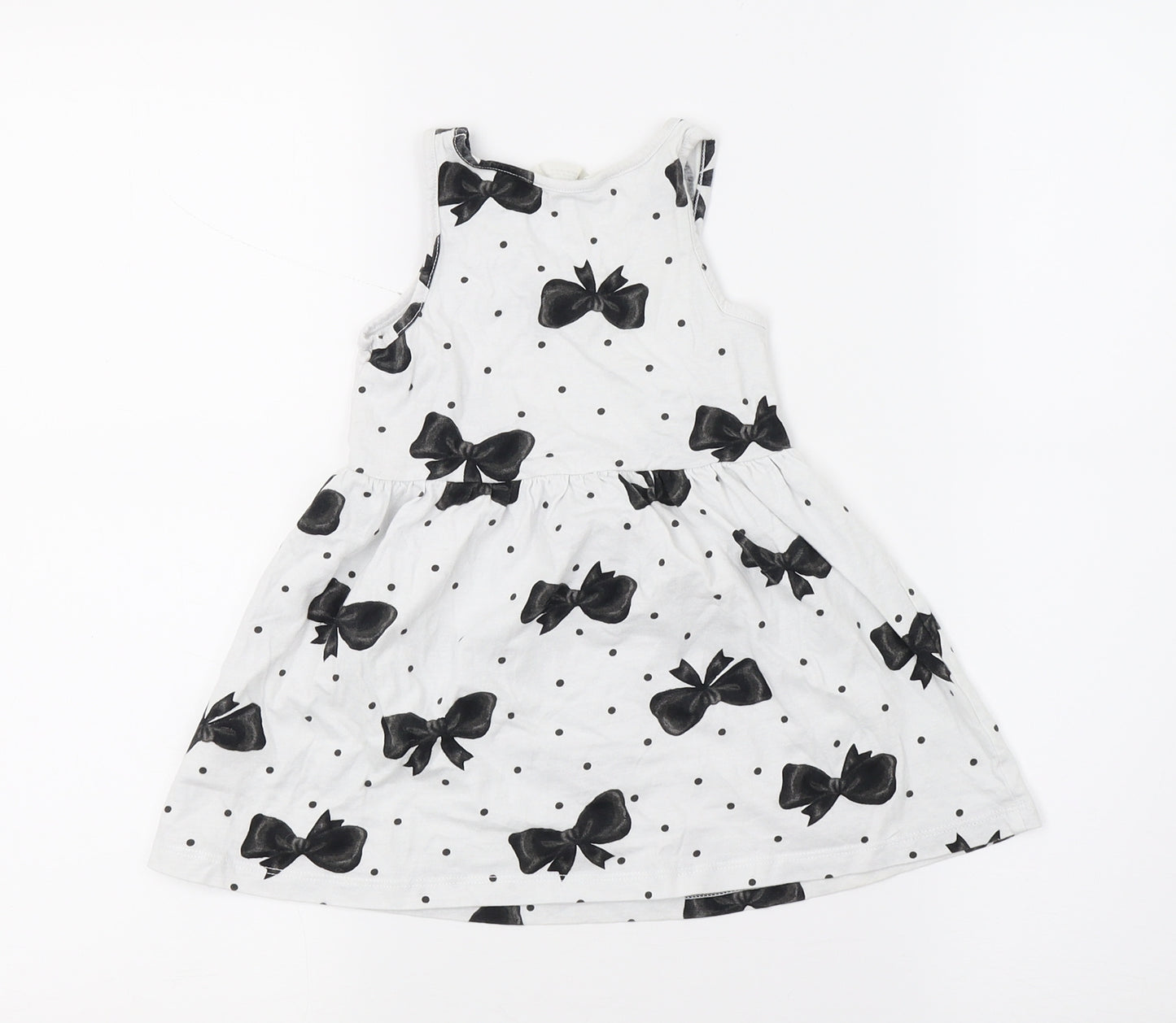 H&M Girls White Polka Dot  Fit & Flare  Size 2 Years