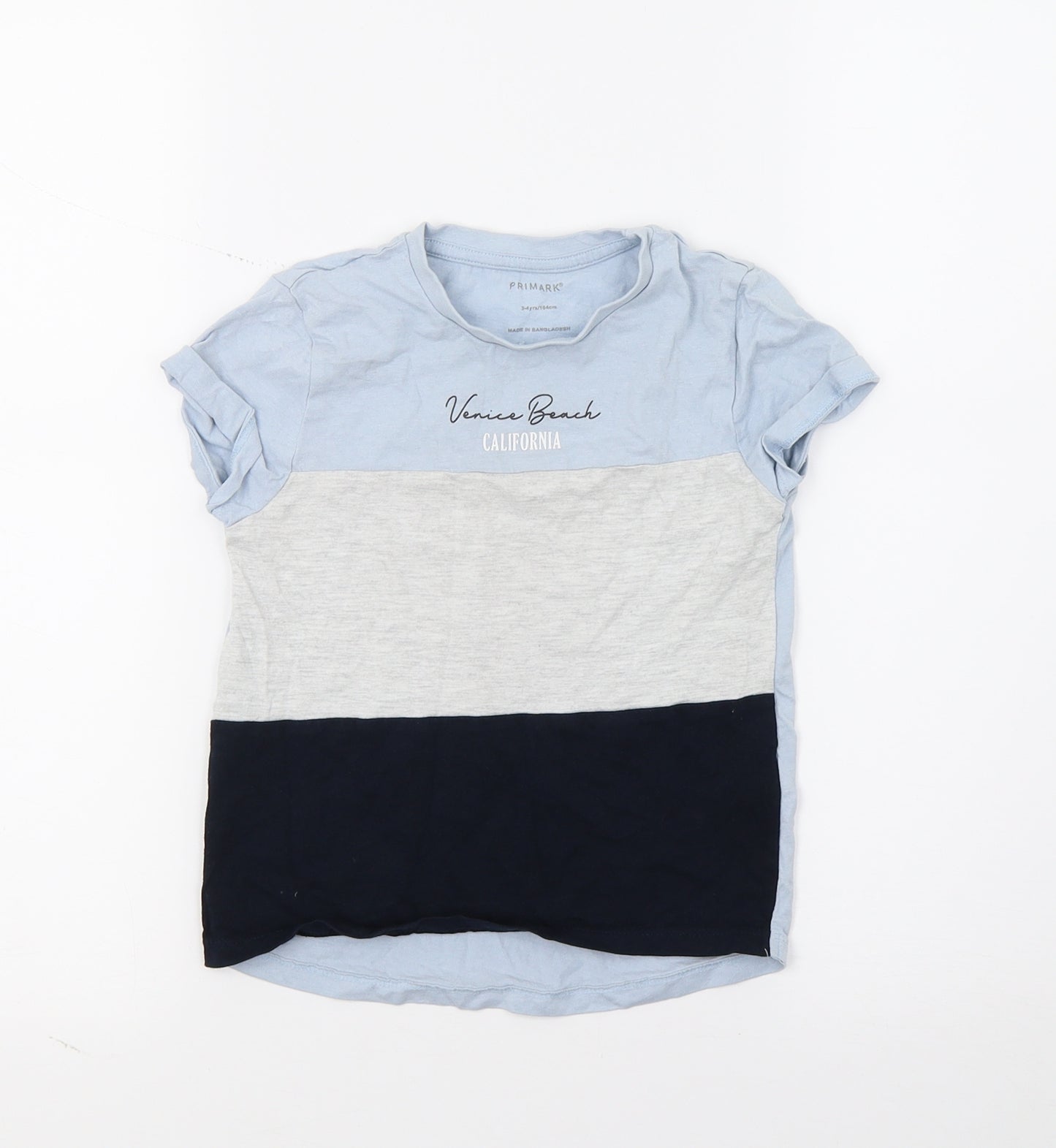 Primark Boys Blue  Jersey Basic T-Shirt Size 3-4 Years