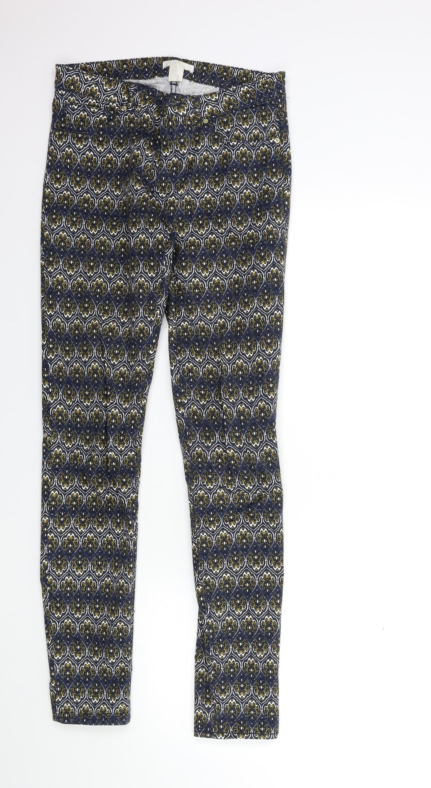H&M Womens Blue Paisley  Trousers  Size 8 L30 in