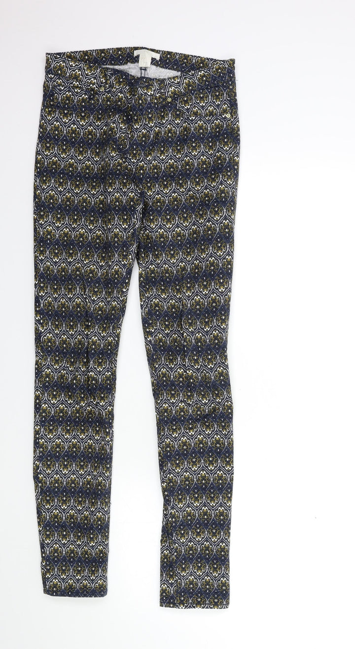 H&M Womens Blue Paisley  Trousers  Size 8 L30 in