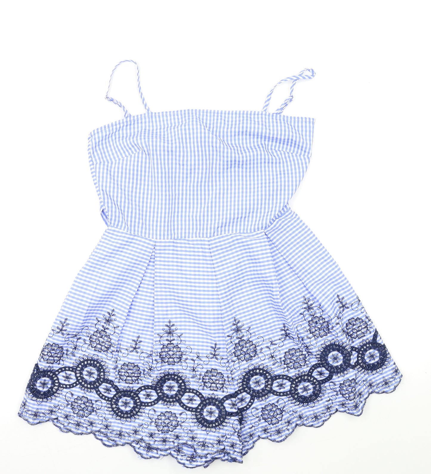 Missguided Womens Blue Check  Playsuit One-Piece Size 10  - Tie back