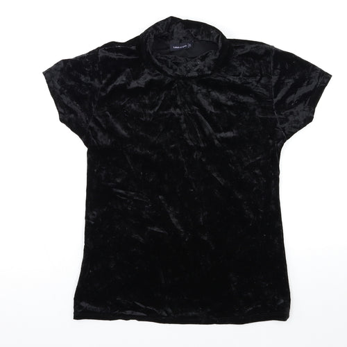 FULLAH SUGAR Womens Black  Velour Basic T-Shirt Size S
