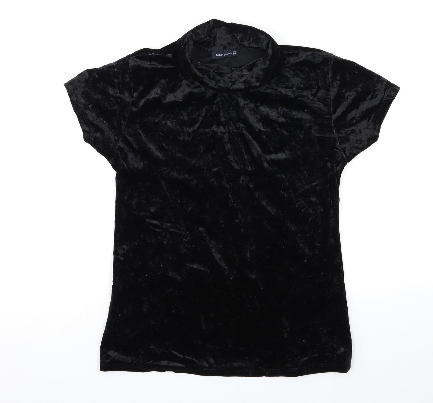 FULLAH SUGAR Womens Black  Velour Basic T-Shirt Size S