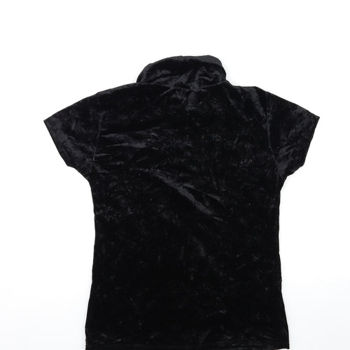 FULLAH SUGAR Womens Black  Velour Basic T-Shirt Size S