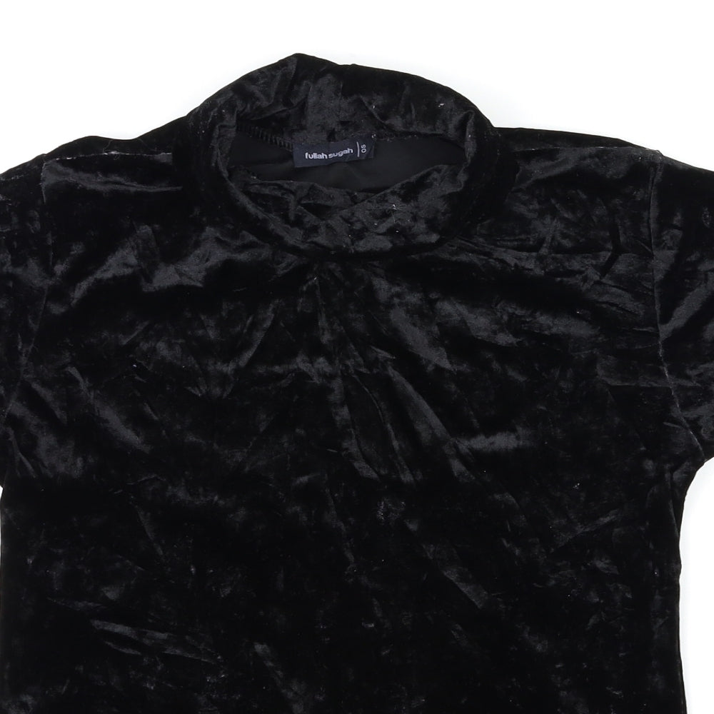 FULLAH SUGAR Womens Black  Velour Basic T-Shirt Size S