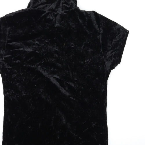 FULLAH SUGAR Womens Black  Velour Basic T-Shirt Size S