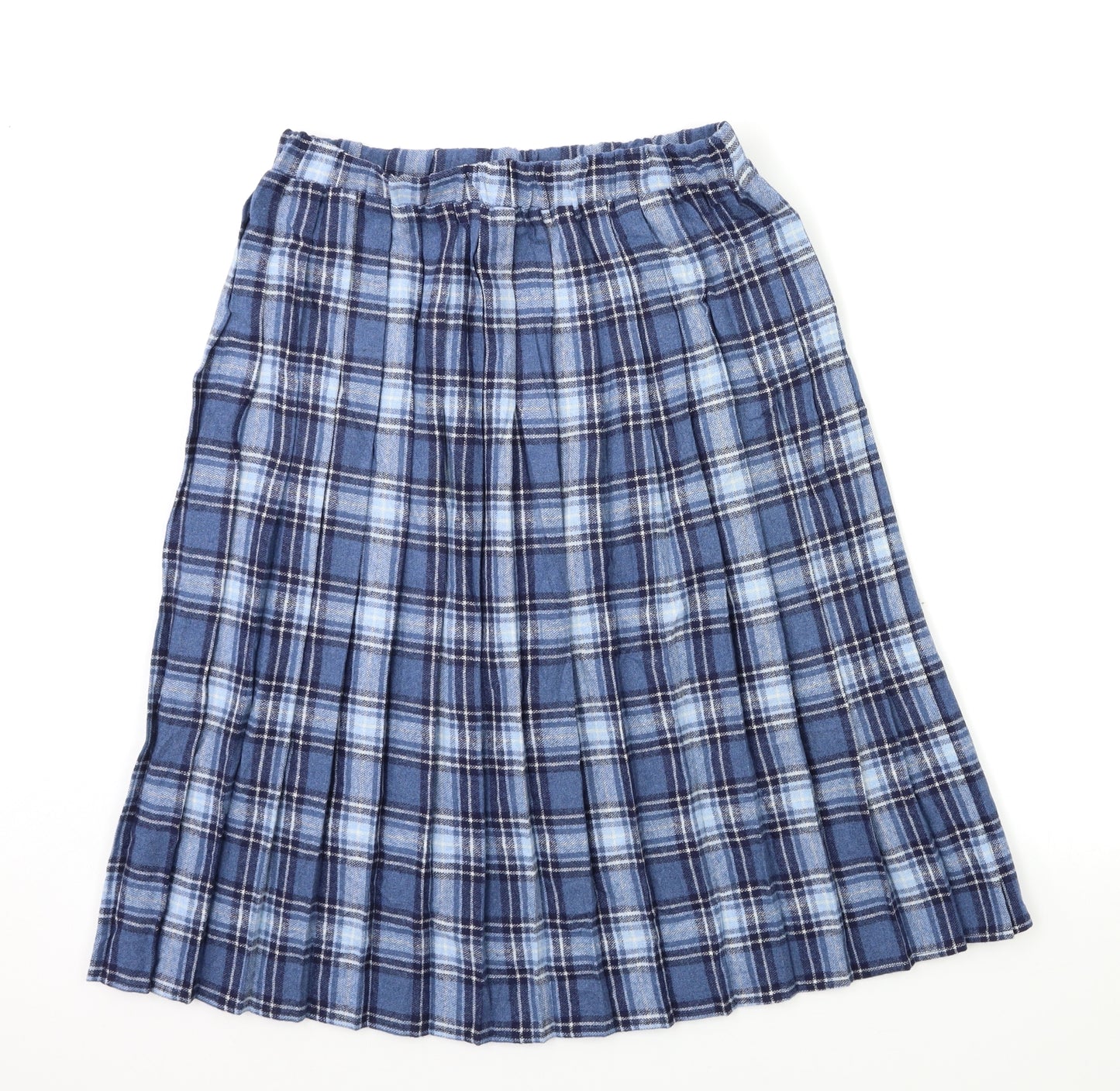 Damart Womens Blue Check  Pleated Skirt Size 14