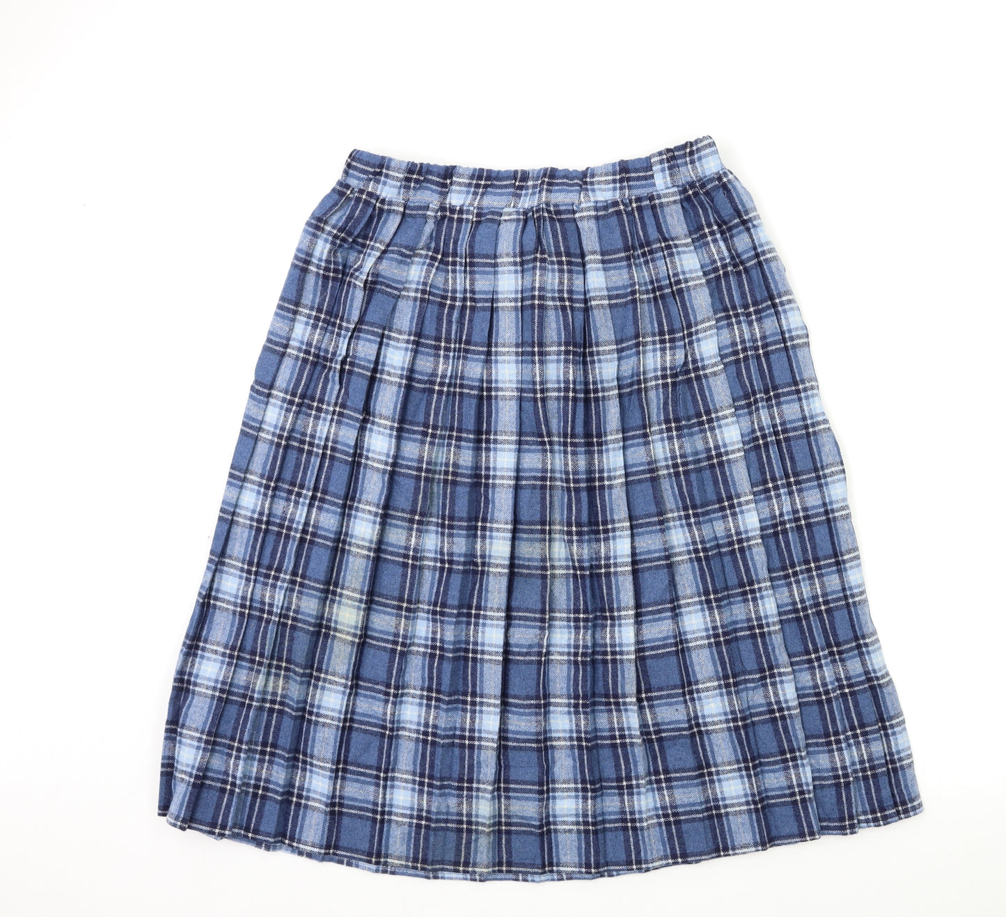 Damart Womens Blue Check  Pleated Skirt Size 14