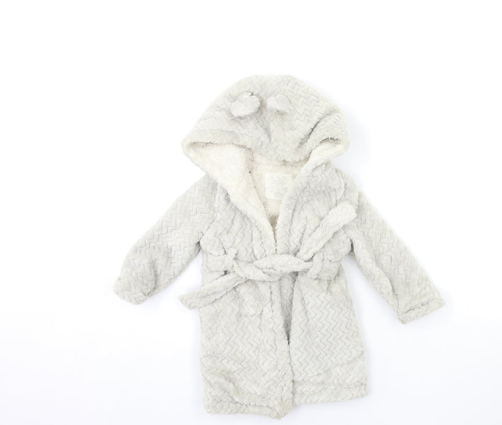 F&F Girls Grey Fleece Kimono Gown Size 6-9 Months
