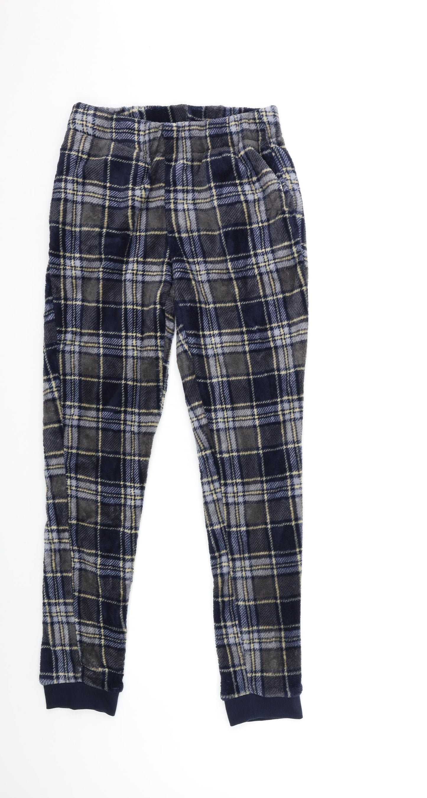 Matalan Mens Grey Check Fleece  Pyjama Pants Size S