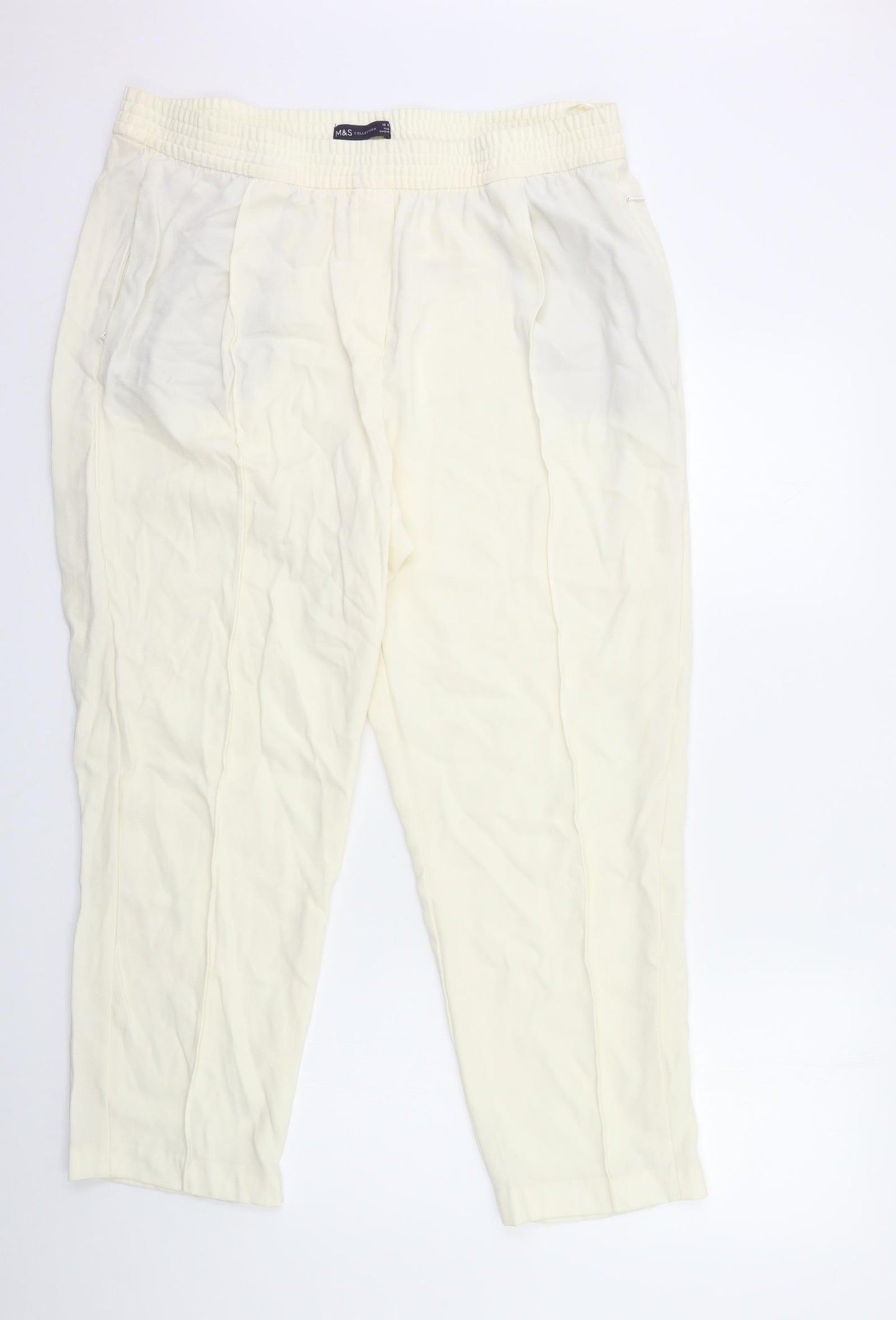Marks and Spencer Womens White   Trousers  Size 18 L26 in