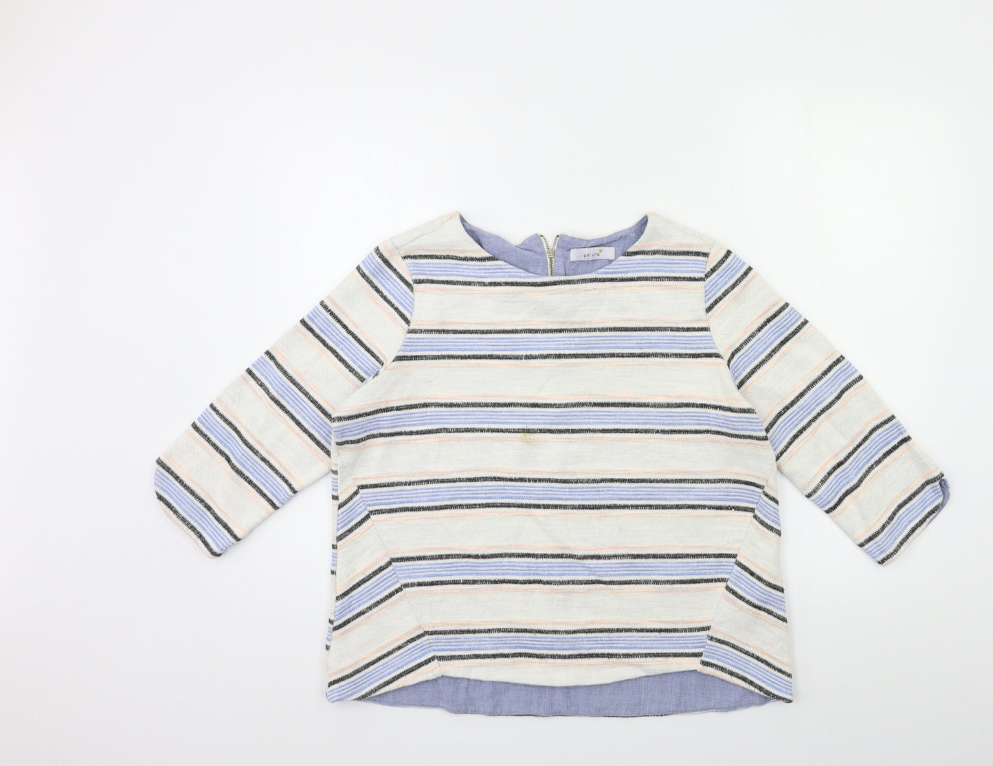 Marks and Spencer Womens White Striped  Pullover Jumper Size 14