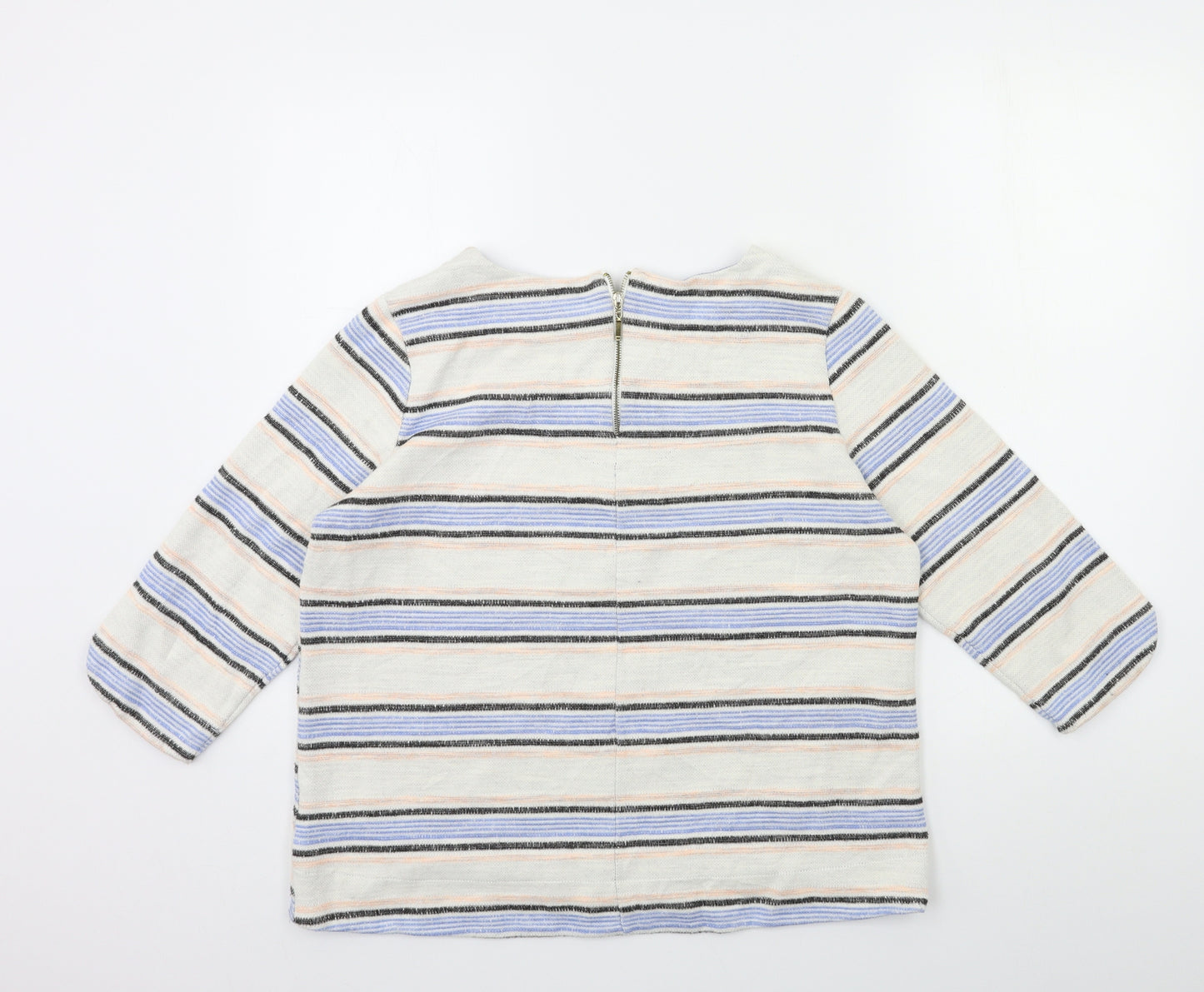 Marks and Spencer Womens White Striped  Pullover Jumper Size 14