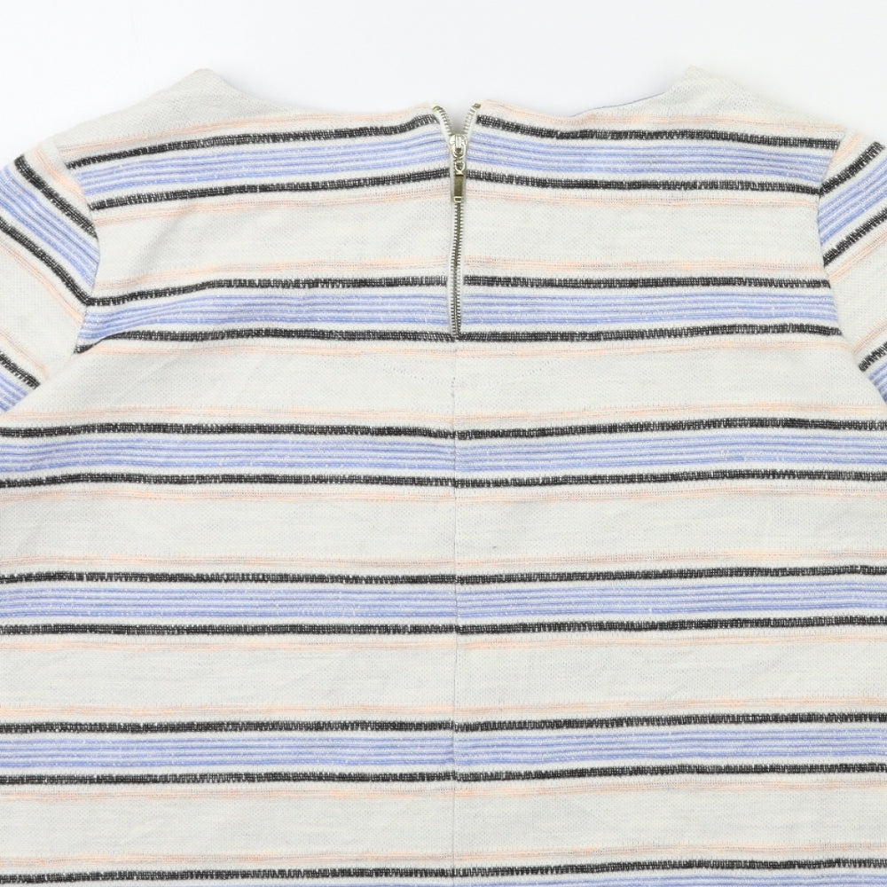 Marks and Spencer Womens White Striped  Pullover Jumper Size 14
