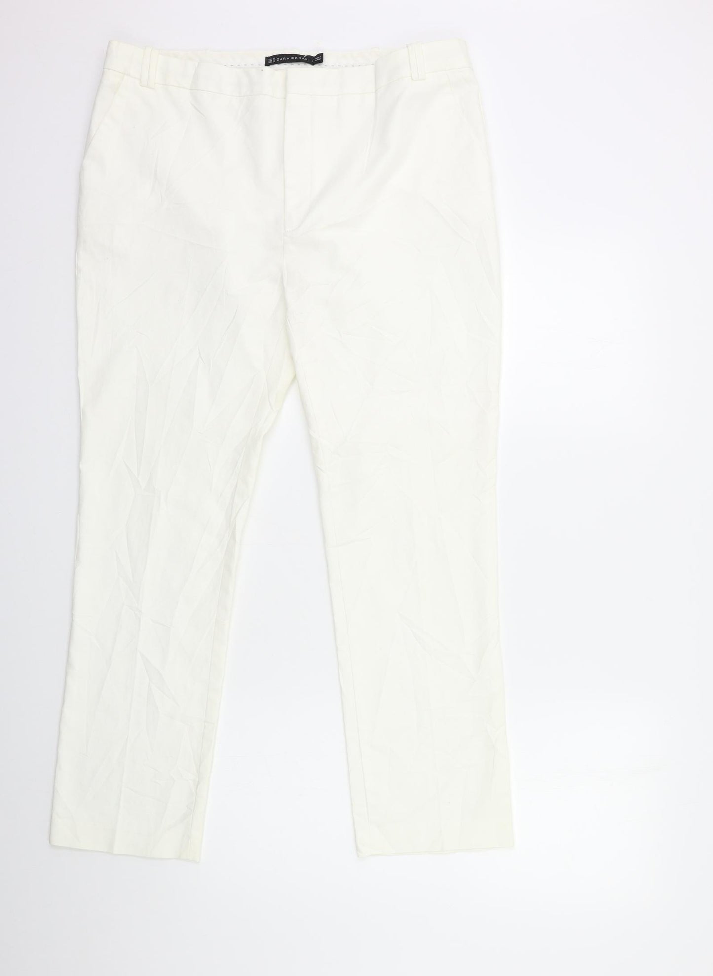 Zara Womens White   Trousers  Size 16 L28 in
