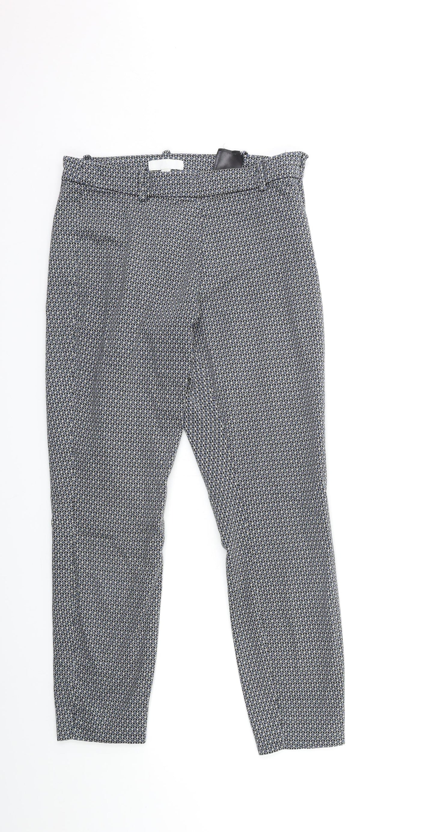 H&M Womens Grey Geometric  Trousers  Size 10 L25 in