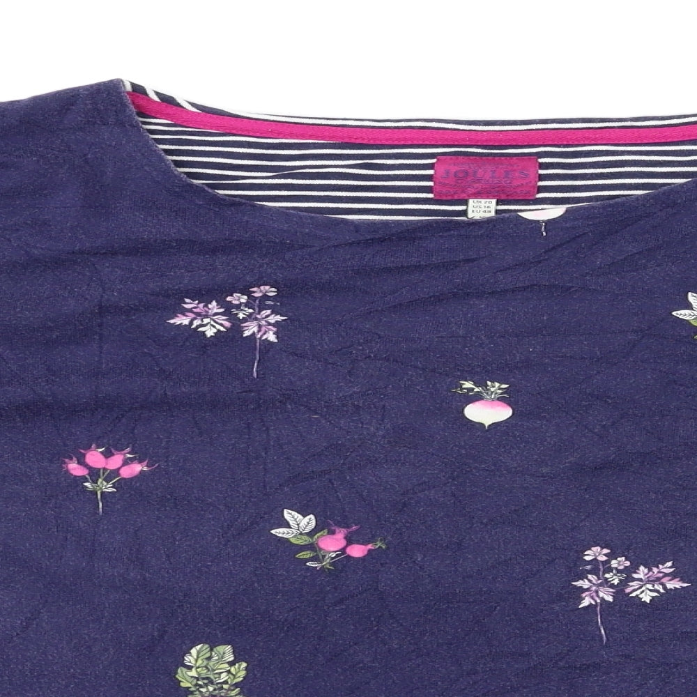 Joules Womens Blue Floral  Basic T-Shirt Size 20