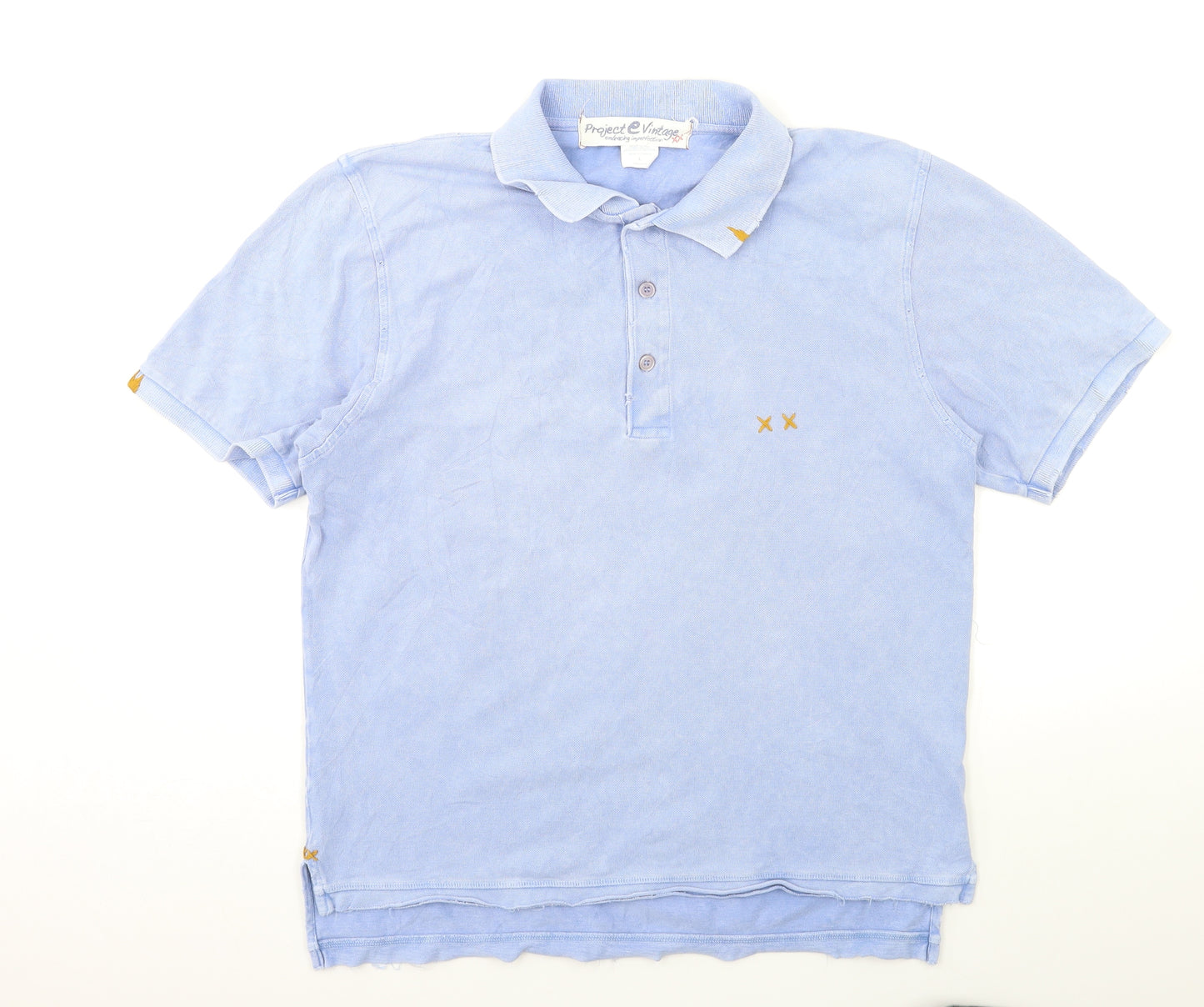 PROJECT VINTAGE Mens Blue    Polo Size L