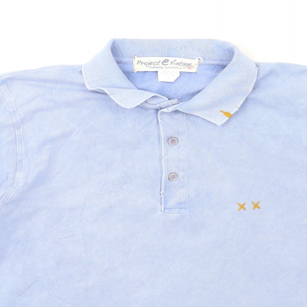 PROJECT VINTAGE Mens Blue    Polo Size L
