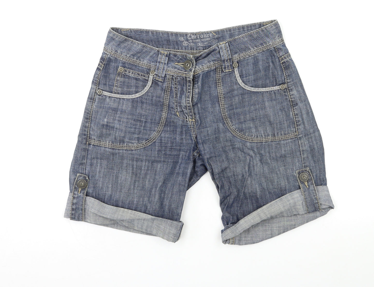 Cherokee Womens Blue  Denim Cut-Off Shorts Size 30 in